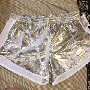 Metallic Under Armour workout shorts